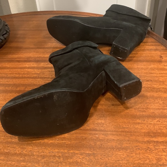 BLACK SUEDE CUFFED ANKLE BOOTS-7 - Picture 4 of 4